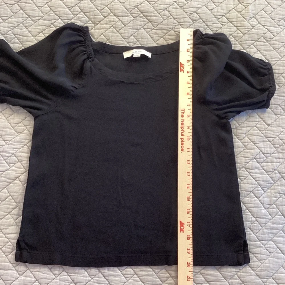 LOFT Black Puff Short Sleeve Blouse Sz XS - Picture 8 of 11